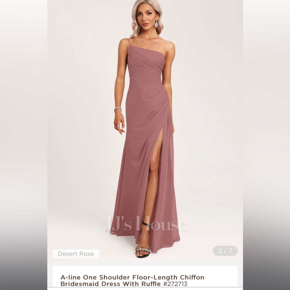 JJs House One Shoulder Dusty Pink / Mauve Bridesmaid Maxi Dress